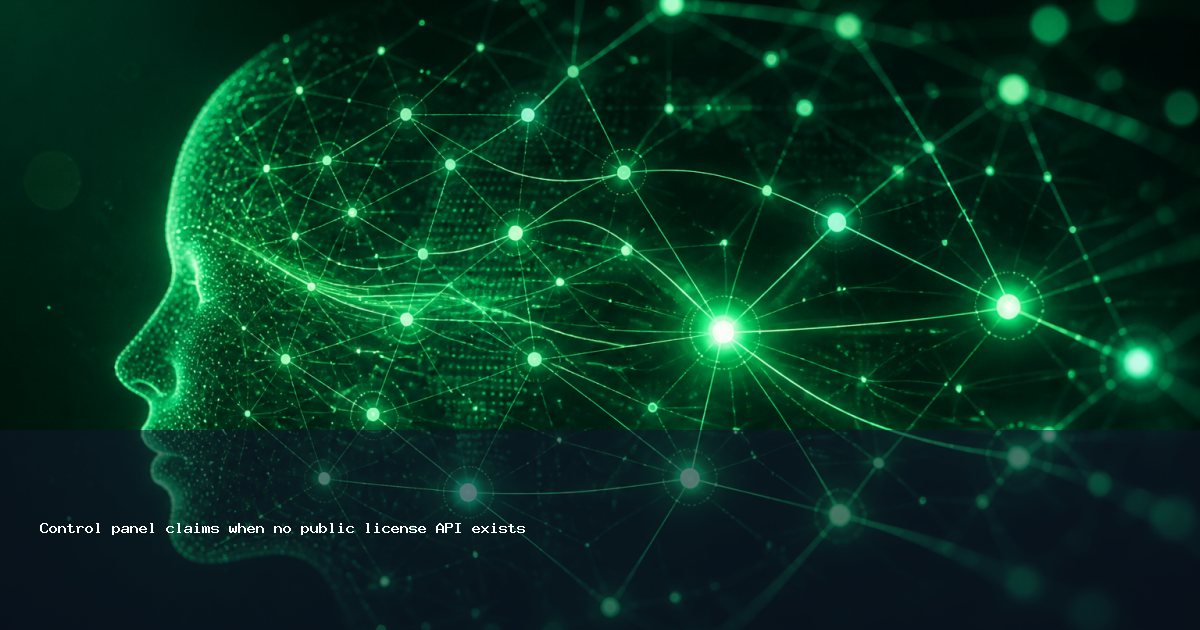 Control panel claims when no public license API exists