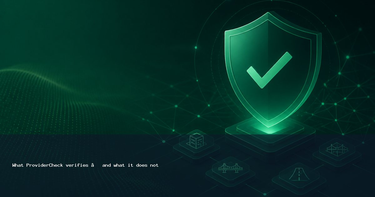 What ProviderCheck verifies — and what it does not